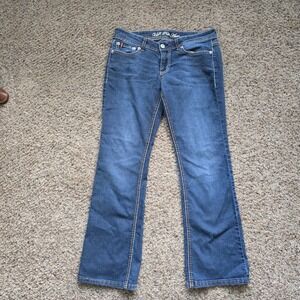 US Polo Assn. Women's Blue Denim Jeans Bootcut Embellished Pockets